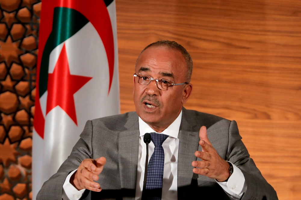 Algeria's Prime Minister Noureddine Bedoui speaks at a news conference in Algiers in this March 14, 2019 file photo. — Reuters