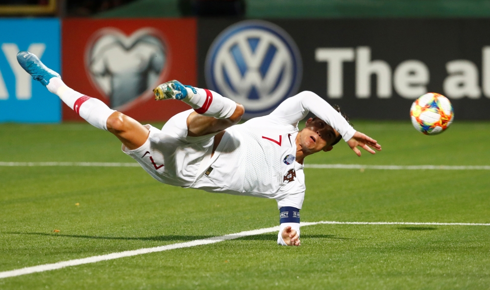 Portugal's Cristiano Ronaldo in action during Euro 2020 Qualifier Group B aagainst Lithuania at LFF Stadium, Vilnius, Lithuania, on Tuesday. — Reuters