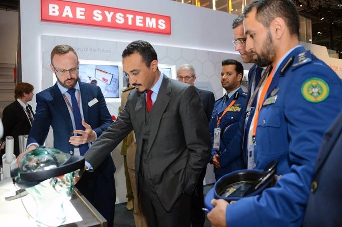 Prince Khalid Bin Bandar Bin Sultan, Saudi Ambassador to the United Kingdom, visits the Defense and Security Equipment International (DSEI), which is an international defense and security exhibition, in London on Thursday.