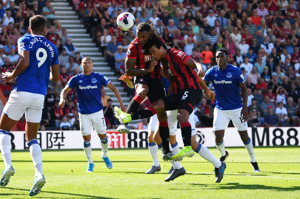 Bournemouth's Callum Wilson scores their first goal against Everton at Vitality Stadium, Bournemouth, Britain, on Sunday. — Reuters
