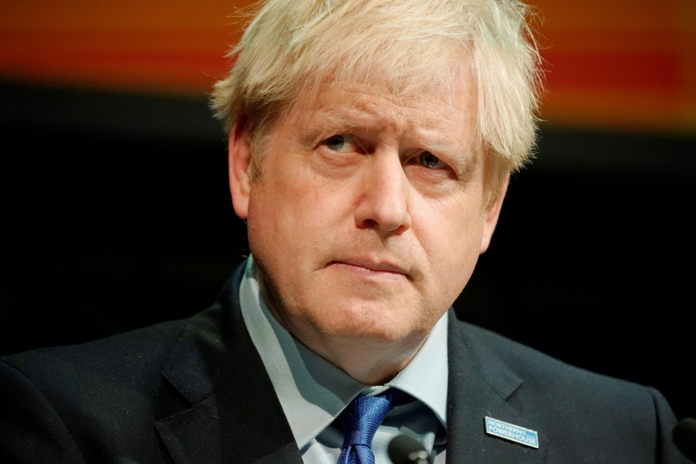 Britain's Prime Minister Boris Johnson reacts during the Convention of the North at the Magna Center in Rotherham, Britain September 13, 2019. -Reuters