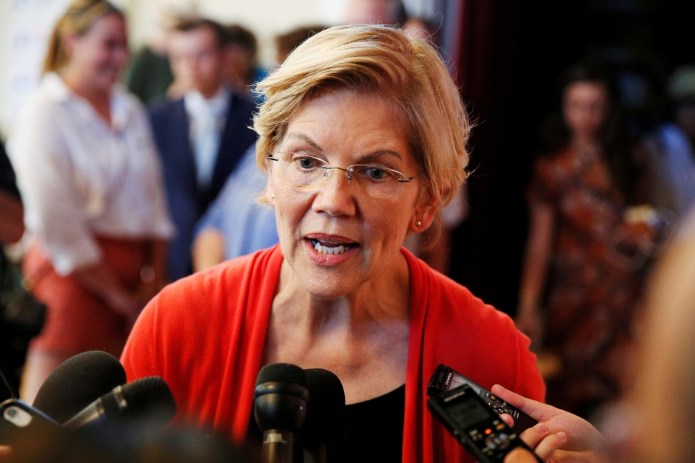 Democratic 2020 US presidential candidate Sen. Elizabeth Warren speaks to members of the media during a town hall at the Peterborough Town House in Peterborough, New Hampshire, in this July 8, 2019 file photo. — Reuters