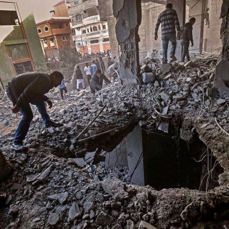 A building in the Gaza Strip destroyed by Israeli air strikes is seen in this file photo. — AFP