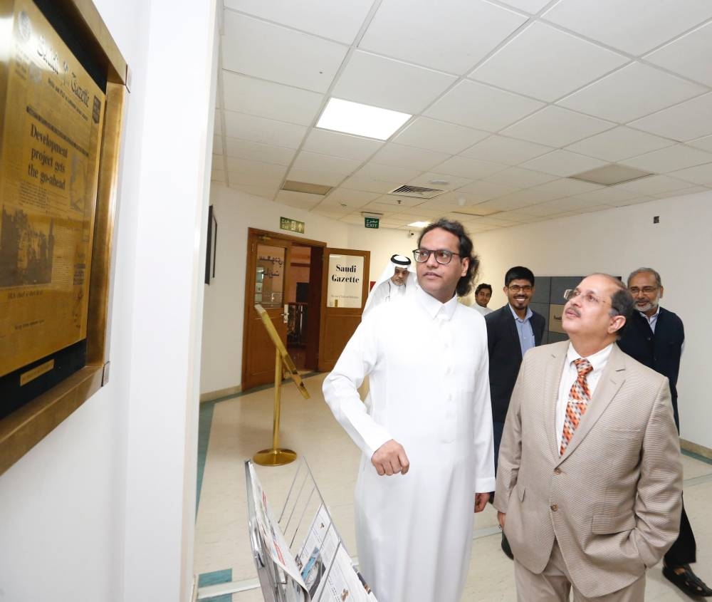 Indian Ambassador Dr. Ausaf Sayeed, accompanied by Consul General Md. Noor Rahman Sheikh, visited the Okaz Organization for Press and Publication and met with Okaz Editor in Chief and General Supervisor of the Saudi Gazette Editorial Jameel Altheyabi.