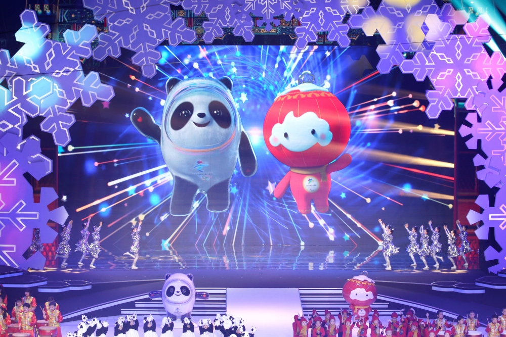 Mascots for the 2022 Olympic and Paralympic Winter Games are unveiled during a launch ceremony at the Shougang Ice Hockey Arena in Beijing, China, on Tuesday. — Reuters