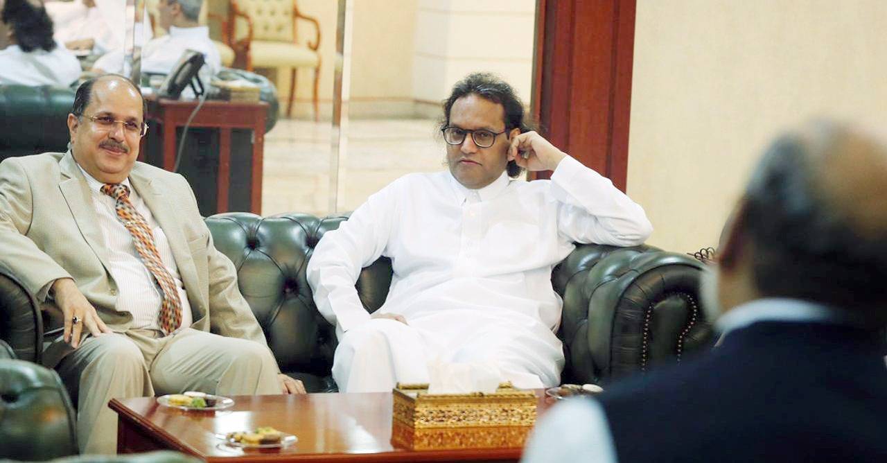 Indian Ambassador Dr. Ausaf Sayeed, accompanied by Consul General Md. Noor Rahman Sheikh, visited the Okaz Organization for Press and Publication and met with Okaz Editor in Chief and General Supervisor of the Saudi Gazette Editorial Jameel Altheyabi.