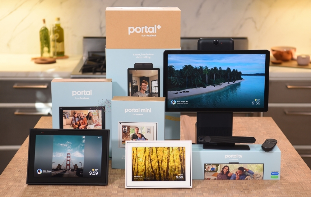 A suite of Facebook Portal products is seen on display during a media event held in San Francisco, California. Facebook on Wednesday unveiled second-generation Portal smart screens, touting them as a way to stay connected to loved ones at the leading social network. Facebook also pushed down costs to make new Portal, Portal Mini, and Portal TV devices more enticing to consumers at a starting price of $129. — AFP