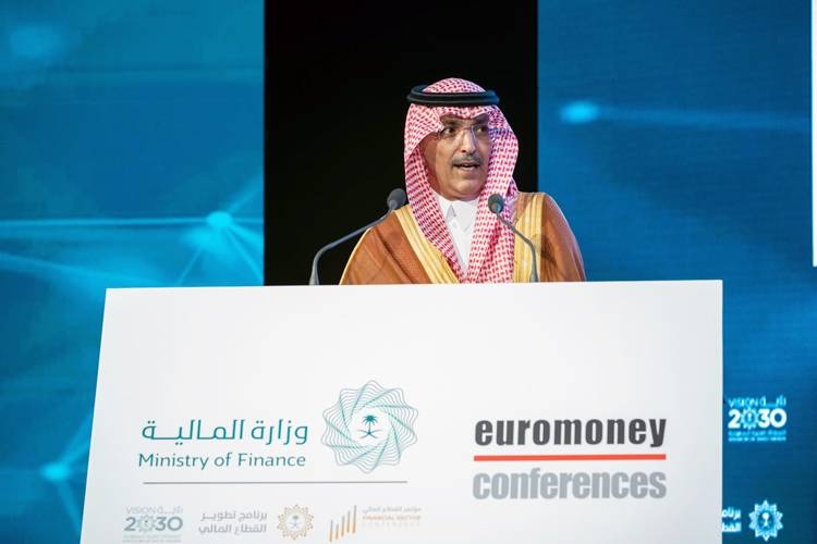 Minister of Finance Mohammed Al-Jadaan making a keynote speech after opening the Euromoney Saudi Arabia Conference 2019 in Riyadh on Wednesday. 