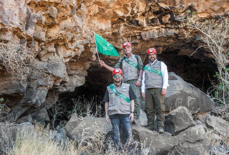 The Saudi Geological Survey surveyors celebrated the 89th Saudi National Day directly in the field where most of their work takes place.