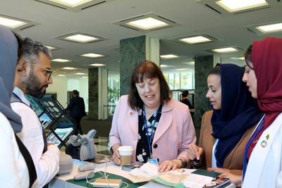 Virginia Gamba, UN Special Representative for Children and Armed Conflict, is briefed in New York by representatives of the Saudi Development and Reconstruction Program for Yemen. — Courtesy photo