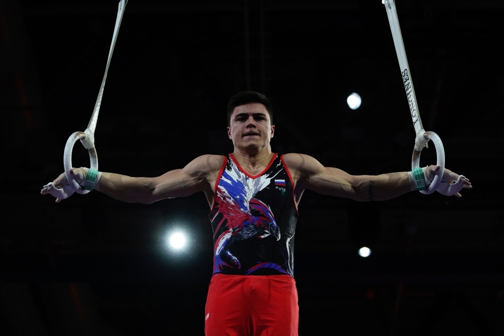 Russia's Nikita Nagornyy performs during the men's qualifying session at the FIG Artistic Gymnastics World Championships at the Hanns-Martin-Schleyer-Halle in Stuttgart, southern Germany, on Sunday. — AFP