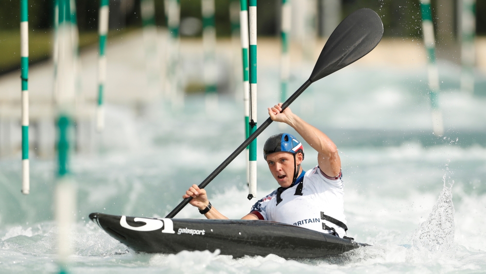 Team GB's Joe Clarke in action during the race simulation for the Rio 2016 Canoe Slalom Olympic Team at Lee Valley White Water Center. — Reuters