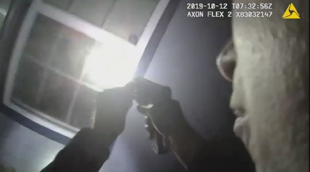 This Fort Worth Police Department handout video screen image obtained Monday shows a scene of a shooting from the Fort Worth Police Bodycam on Oct. 12, 2019. — AFP