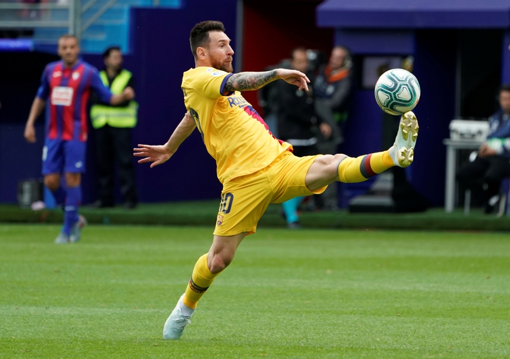 Barcelona's Lionel Messi in action during Eibar vs FC Barcelona at Ipurua Municipal Stadium, Eibar, Spain, on Saturday. — Reuters