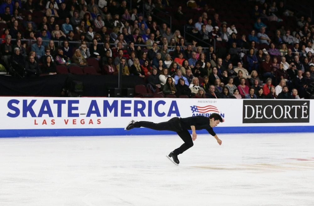 Nathan Chen (USA) performs in the men’s short program during the Skate America figure skating competition at Orleans Arena, Las Vegas, NV, USA, on Friday. — Reuters