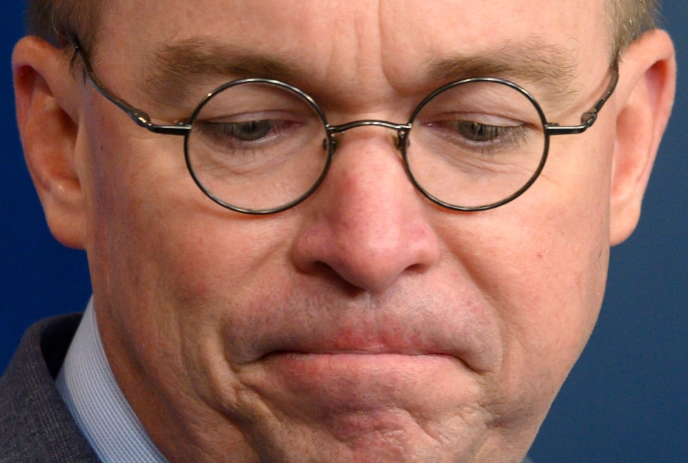 White House Acting Chief of Staff Mick Mulvaney speaks during a press briefing at the White House in Washington, DC. - AFP