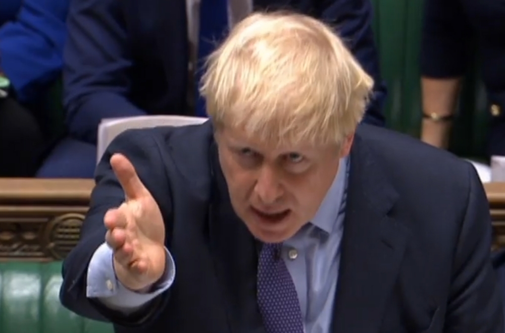 A video grab from footage broadcast by the UK Parliament's Parliamentary Recording Unit (PRU) shows Britain's Prime Minister Boris Johnson speaking at the opening of the debate into the Brexit withdrawal agreement bill in the House of Commons in London on Tuesday. — AFP