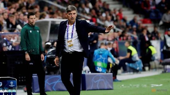 KRC Genk coach Felice Mazzu reacts during the Champions League Group E match against  FC Salzburg at Red Bull Arena Salzburg, Salzburg, Austria in this Sept. 17, 2019 file photo. — Reuters