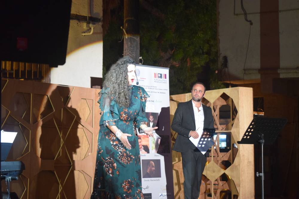 A group picture for the consul general of Italy Stefano Stucci alongside the opera singers in the center of historic Jeddah at Barahat Nassif. Photos by Abdulrahman Rammal.