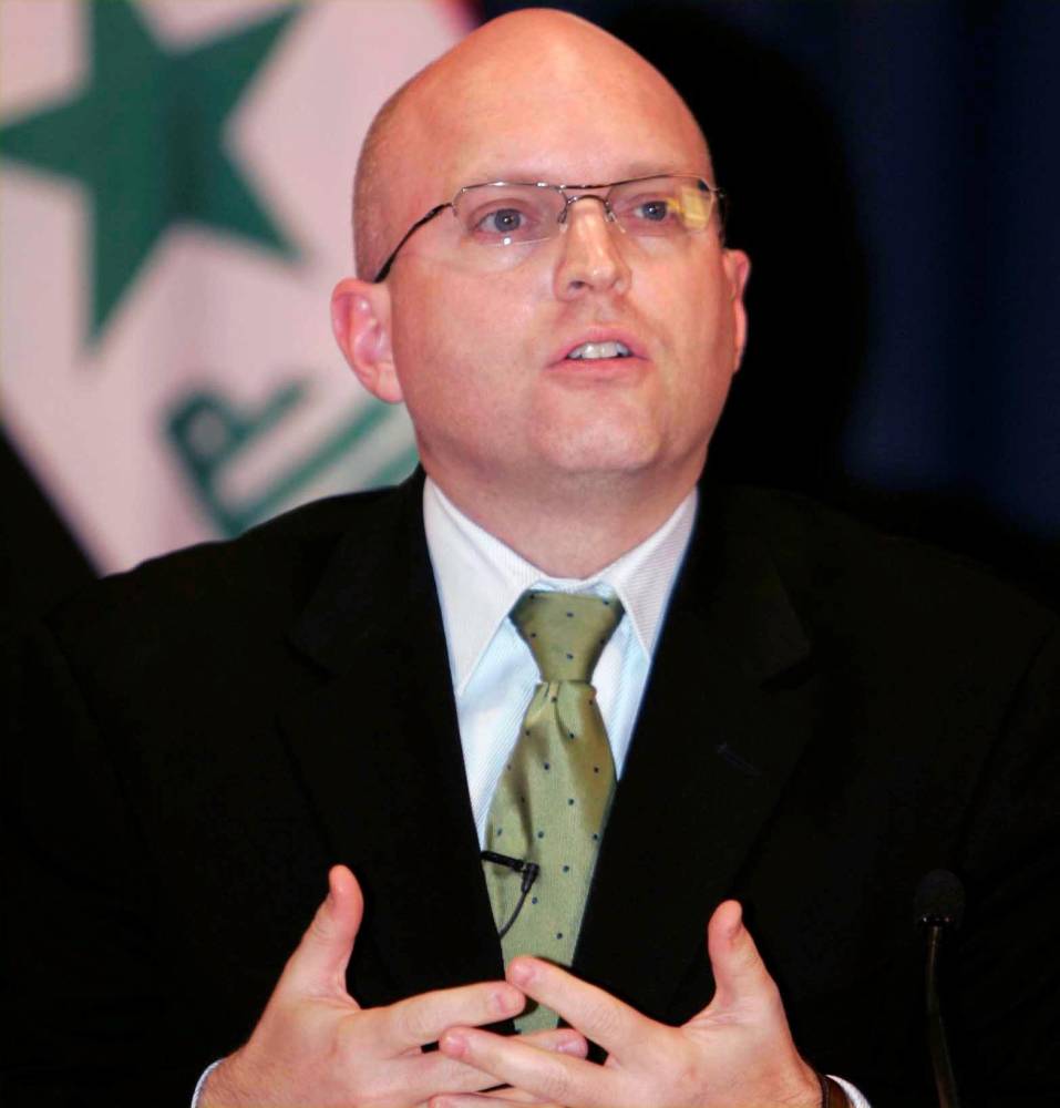 US counselor for Public Affairs Philip Reeker answers journalists' questions during a news conference in Baghdad Aug. 1, 2007. — Reuters