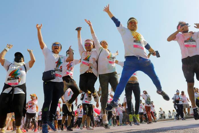 Women attend the Colour Run event during Riyadh season festival, in Saudi Arabia, Oct. 26, 2019. — Reauters