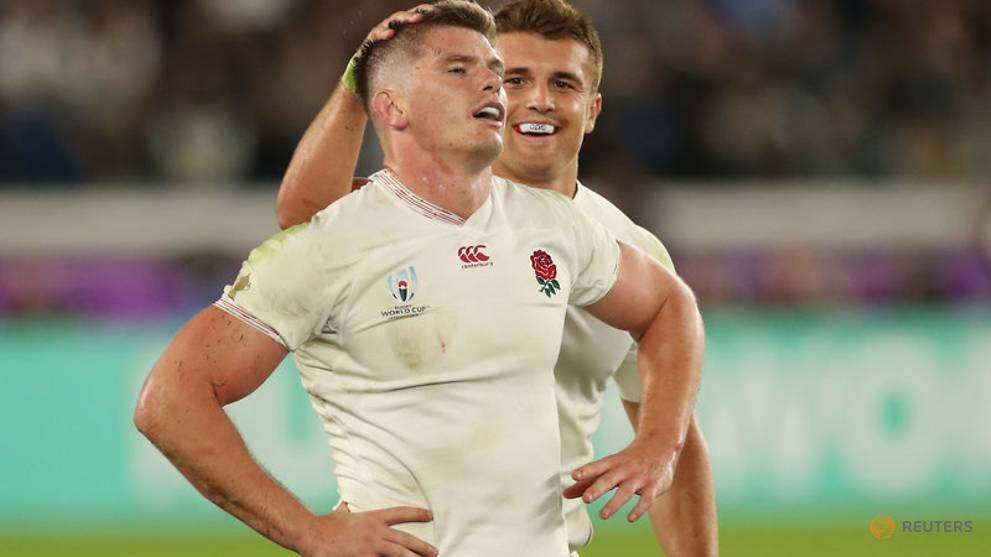 England's Owen Farrell and Henry Slade celebrate after the match against New Zealand at International Stadium Yokohama, Yokohama, Japan in this Oct. 26, 2019 file photo. — Reuters