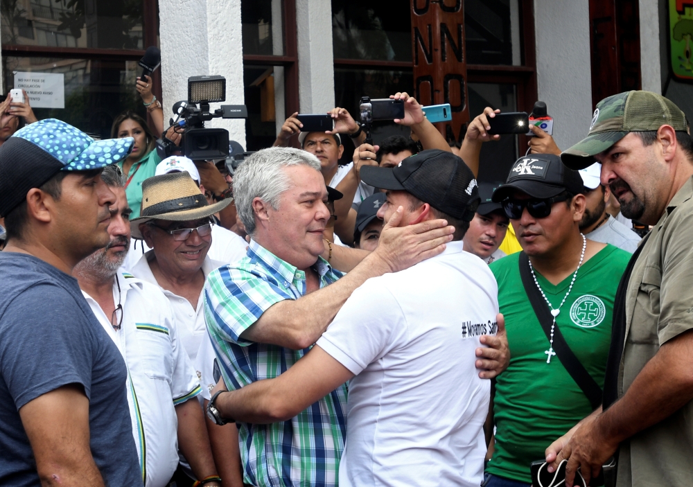 Luis Fernando Camacho, president of Civic Committee of Santa Cruz is received by supporters in Santa Cruz, Bolivia, on Tuesday. — Reuters