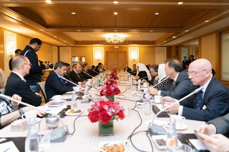 Secretary General of the Muslim World League (MWL) Sheikh Mohammed Al-Issa holds talks with the member of the House of Representatives Debbie Dingle, who represents the state of Michigan.