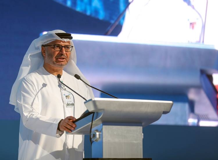 Dr. Anwar Gargash, UAE minister of state for foreign affairs and international cooperation, addresses the sixth annual Abu Dhabi Strategic Debate, hosted by the Emirates Policy Centre on Sunday. — Courtesy photo
