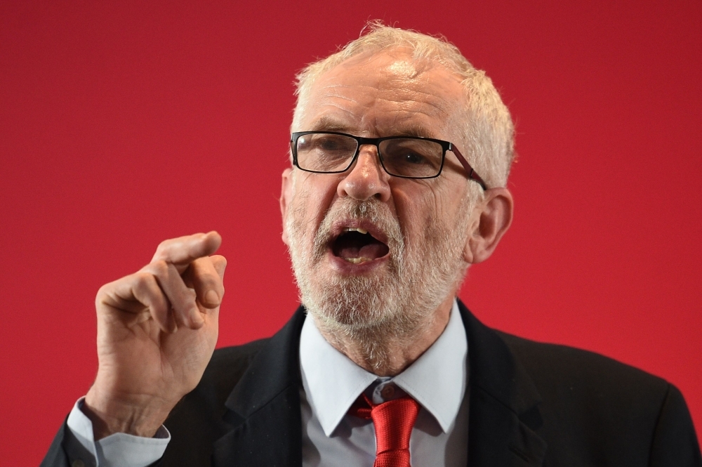 Britain's main opposition Labour Party leader Jeremy Corbyn takes part in a general election campaign event in Blackpool, northwest England, on Tuesday. — AFP