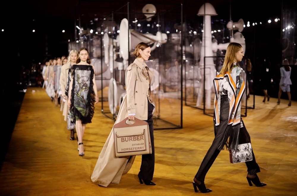 Models present creations during a catwalk show for the Burberry Spring/Summer 2020 collection on the fourth day of London Fashion Week in London in this Sept. 16, 2019 file photo. — AFP