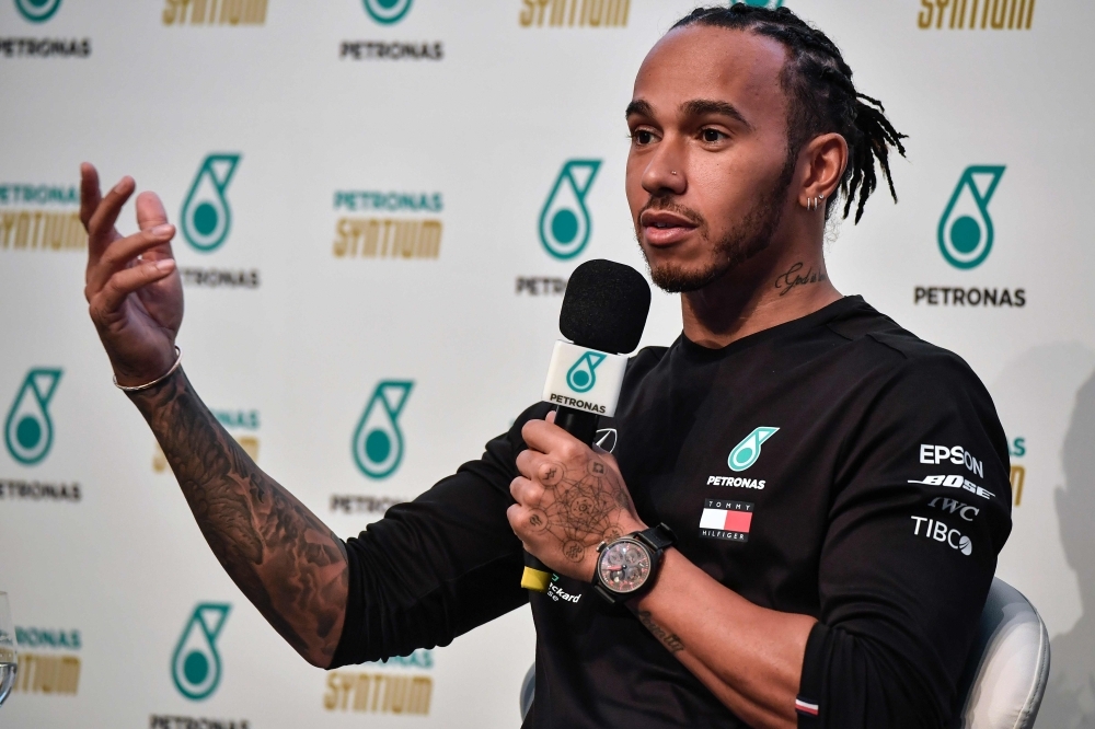 F1 World Champion, Mercedes' British driver Lewis Hamilton, delivers a press conference in Sao Paulo, Brazil, on Wednesday, ahead of the upcoming Formula One Brazilian Grand Prix on Nov. 17. — AFP 