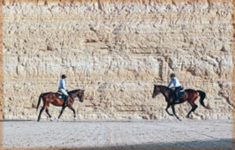 Saudi Olympic equestrian hero Ramzy Al Duhami, team bronze medalist at the 2012 London Games, and his wife and fellow accomplished showjumper Sara Baban at the picturesque international standard equestrian center literally hewn out of the mountains surrounding historic Diriyah.