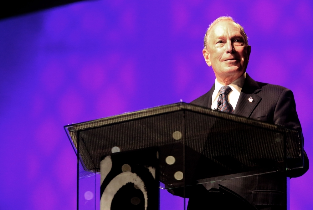  Michael Bloomberg speaks at the Christian Cultural Center on Sunday in the Brooklyn borough of New York City. -AFP