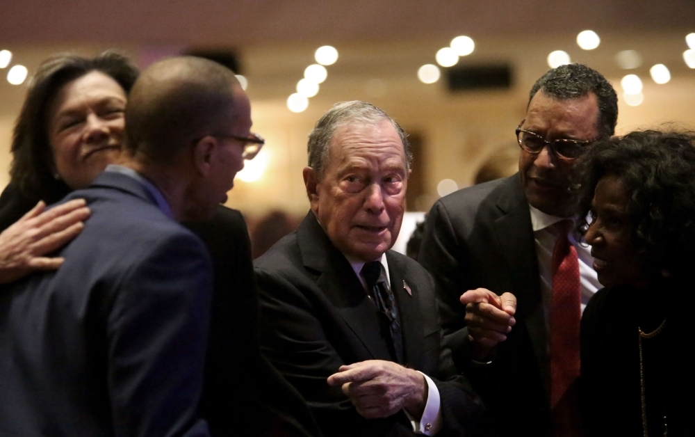  Michael Bloomberg speaks at the Christian Cultural Center on Sunday in the Brooklyn borough of New York City. -AFP