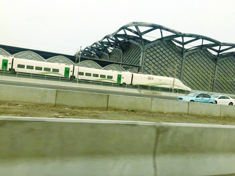The Haramain train at the railway station of the new King Abdulaziz International Airport on Monday. — Courtesy photo
