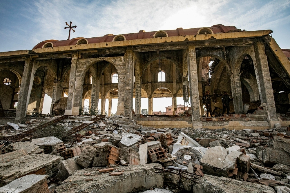 A view of the Assyrian Church of the Virgin Mary, which was previously destroyed in 2015 by Daesh (the so-called IS) fighters, in the village of Tal Nasri south of the town of Tal Tamr in Syria's northeastern Hasakah province in this Nov. 15, 2019 file photo. — AFP