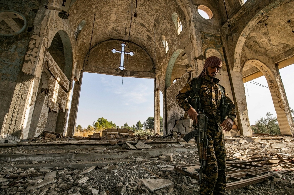 A view of the Assyrian Church of the Virgin Mary, which was previously destroyed in 2015 by Daesh (the so-called IS) fighters, in the village of Tal Nasri south of the town of Tal Tamr in Syria's northeastern Hasakah province in this Nov. 15, 2019 file photo. — AFP