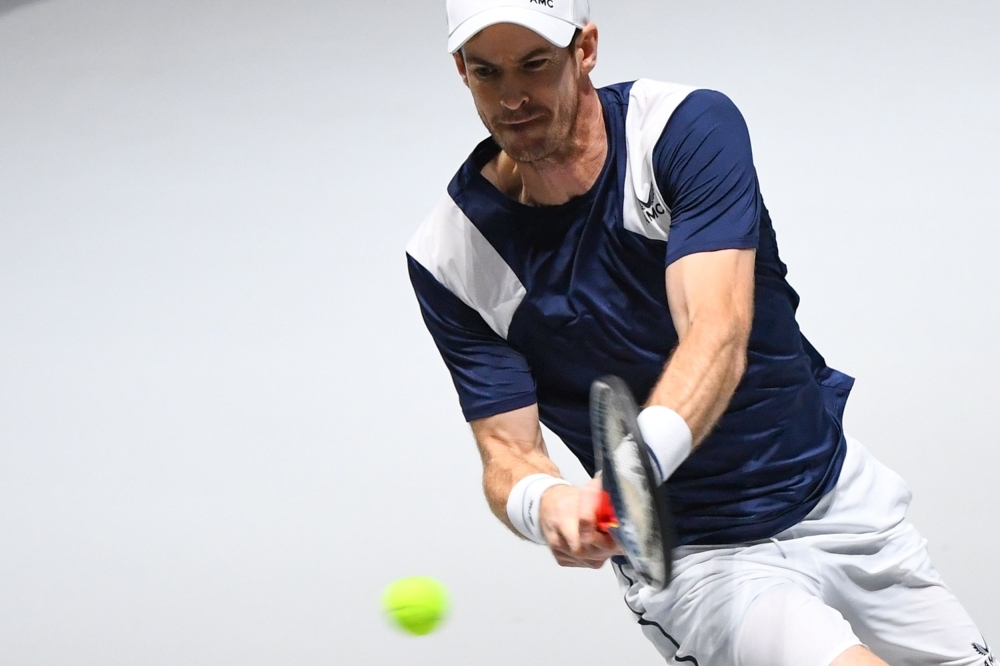 Great Britain's Andy Murray returns the ball to Netherlands' Tallon Griekspoor during the singles tennis match between Great Britain and Netherlands at the Davis Cup Madrid Finals 2019 in Madrid. — AFP