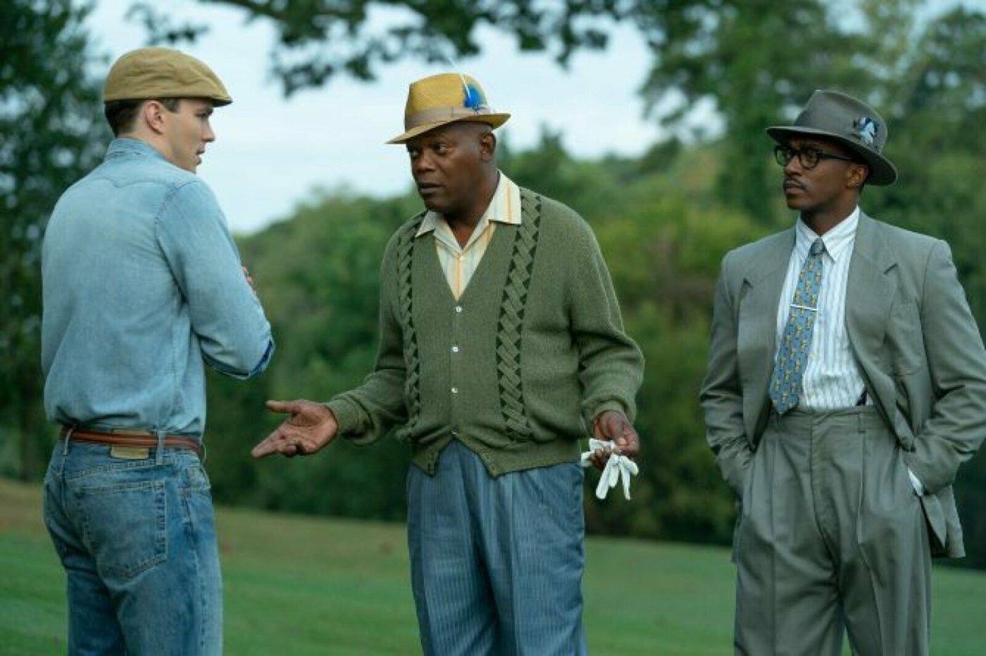 Nicholas Hoult, left, Samuel L. Jackson, center, and Anthony Mackie are seen in this still image taken from the movie 'The Banker'. — Courtesy photo
