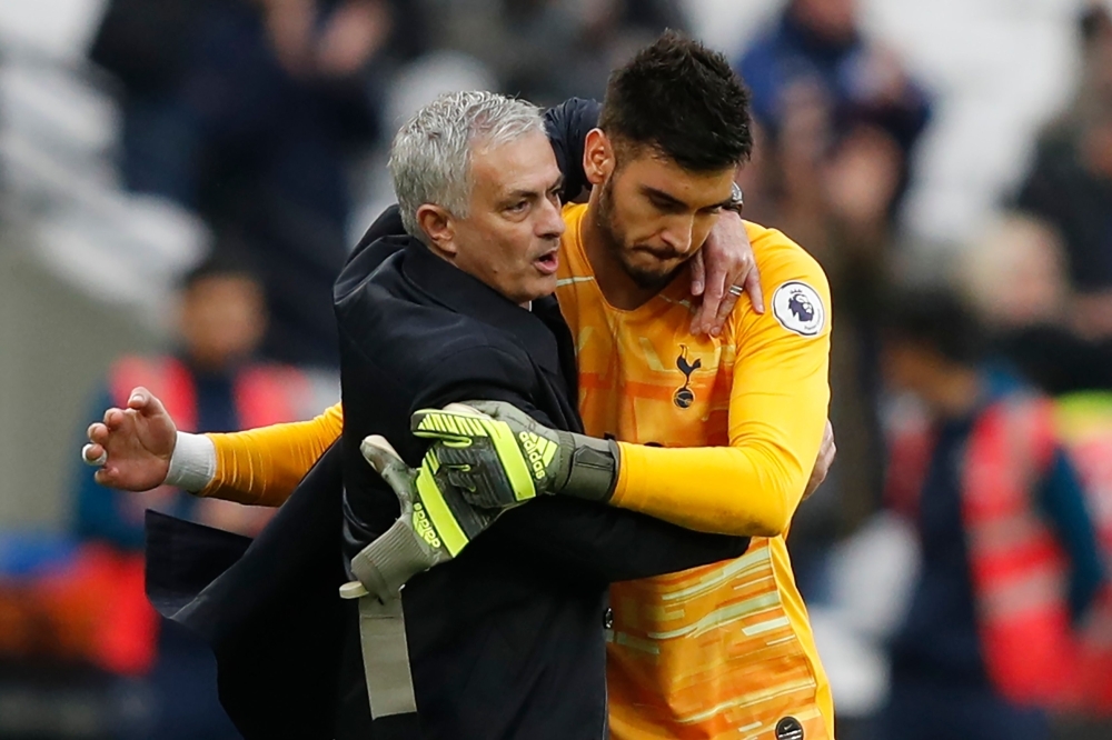 Tottenham Hotspur's Portuguese head coach Jose Mourinho reacts at the final whistle during the English Premier League football match between West Ham United and Tottenham Hotspur at The London Stadium, in east London on Saturday. Tottenham Hotspur beat West Ham United 3-2. — AFP