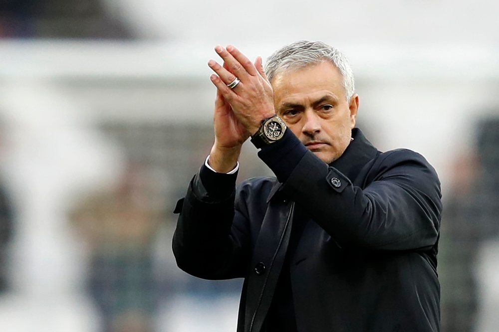 Tottenham Hotspur's Portuguese head coach Jose Mourinho reacts at the final whistle during the English Premier League football match between West Ham United and Tottenham Hotspur at The London Stadium, in east London on Saturday. Tottenham Hotspur beat West Ham United 3-2. — AFP