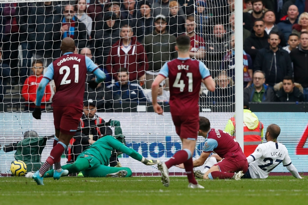 Tottenham Hotspur's Portuguese head coach Jose Mourinho reacts at the final whistle during the English Premier League football match between West Ham United and Tottenham Hotspur at The London Stadium, in east London on Saturday. Tottenham Hotspur beat West Ham United 3-2. — AFP