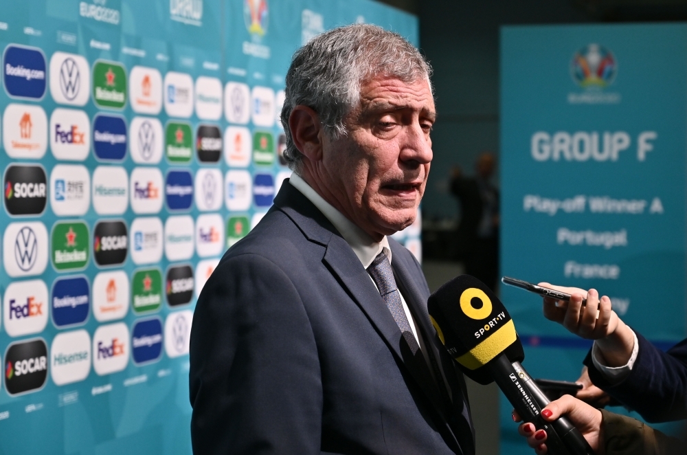 The head coach of Portugal Fernando Santos is pictured during the UEFA Euro 2020 football competition final draw in Bucharest on Saturday. — AFP