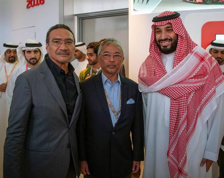 Crown Prince Muhammad Bin Salman, deputy premier and minister of defense, is seen Sheikh Mohammed Bin Zayed Al Nahyan, Crown Prince of Abu Dhabi, at the Formula 1 Etihad Airways Abu Dhabi Grand Prix 2019  at Yas Marina Circuit.