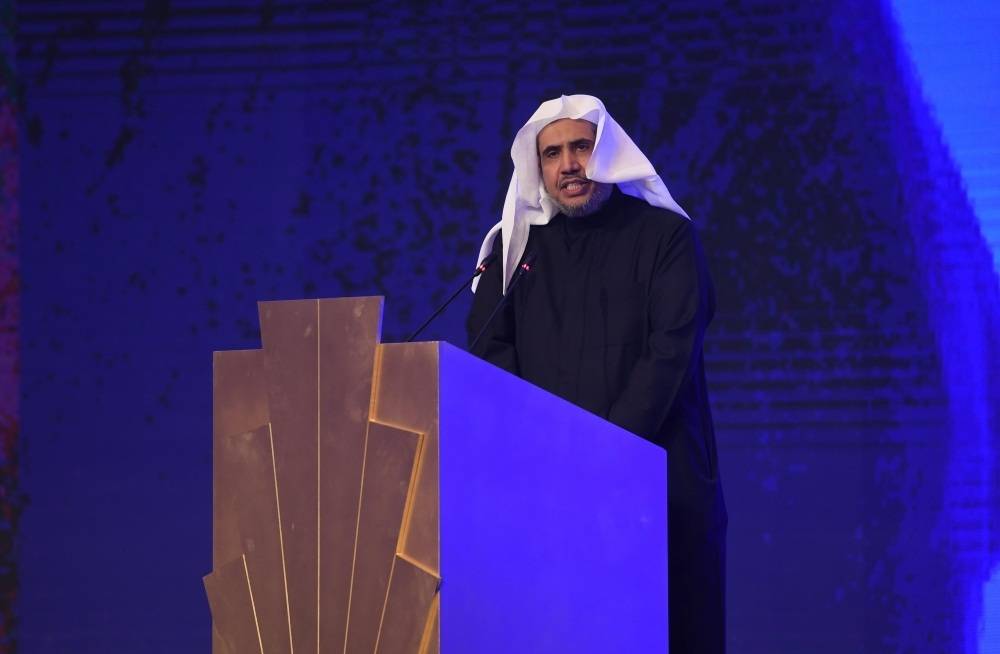 Sheikh Mohammed Al-Essa, secretary general of the Muslim World League, speaks at the Saudi Media Forum in Riyadh, Monday. — SPA