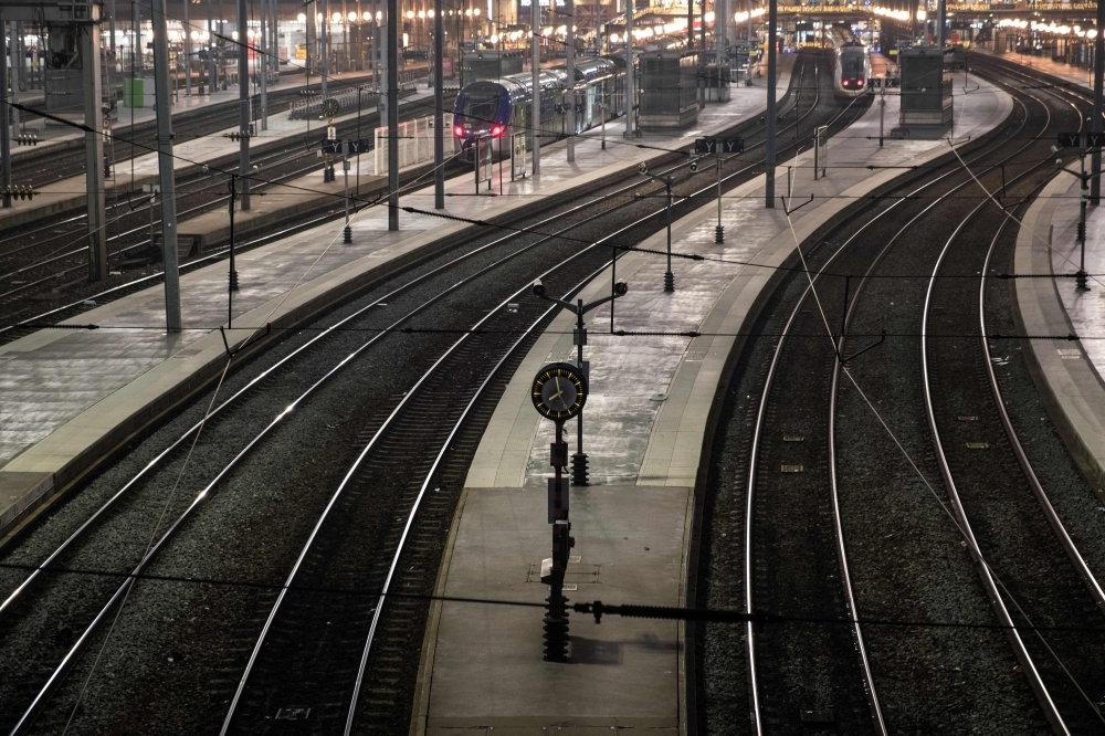 A view of the Gare du Nord in Paris during a strike of Paris public transports operator RATP employees over French government's plan to overhaul the country's retirement system, on Thursday. — AFP