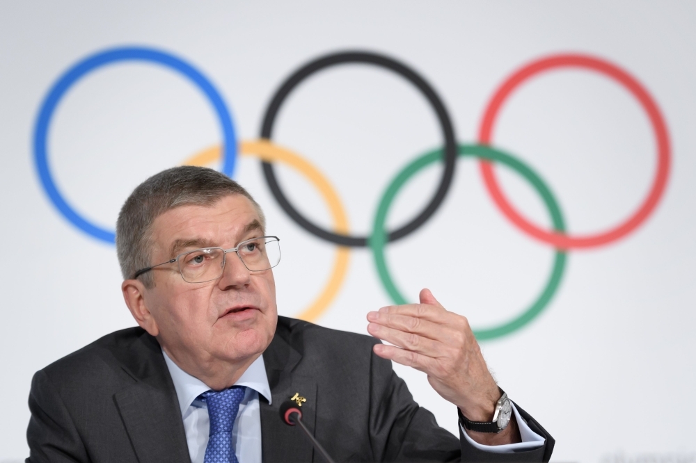 International Olympic Committee (IOC) president Thomas Bach attends a press conference following an executive board meeting at the IOC headquarters in Lausanne, on Thursday. — AFP