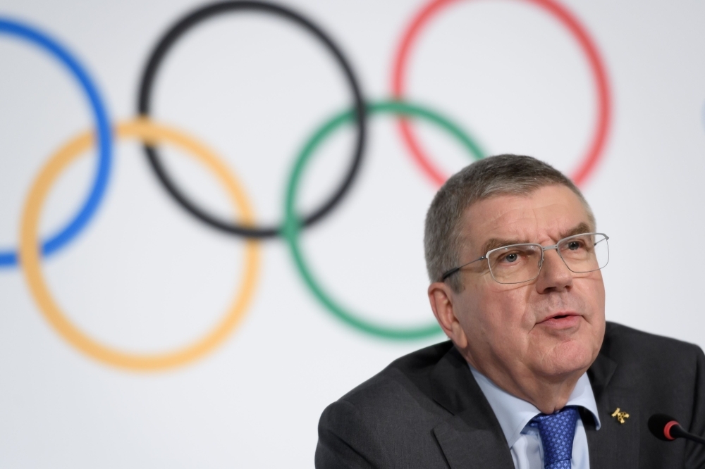 International Olympic Committee (IOC) president Thomas Bach attends a press conference following an executive board meeting at the IOC headquarters in Lausanne, on Thursday. — AFP