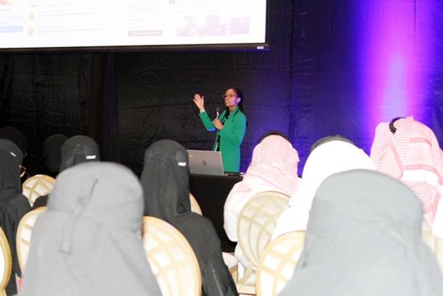 Arabic language spokesperson at the US Department of State Geraldine Gassam Griffith holding a workshop on the sidelines of the Saudi Media Forum in Riyadh. 